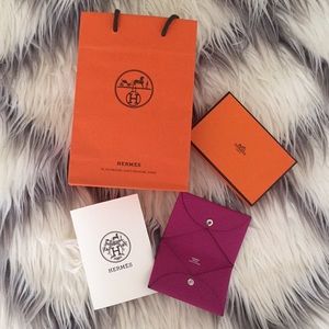 Hermès Calvi Cardholder (Rose Pourpre)